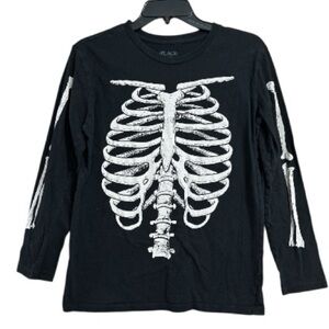 PLACE Kids Black Skeleton Long Sleeve Shirt, XXL (16)